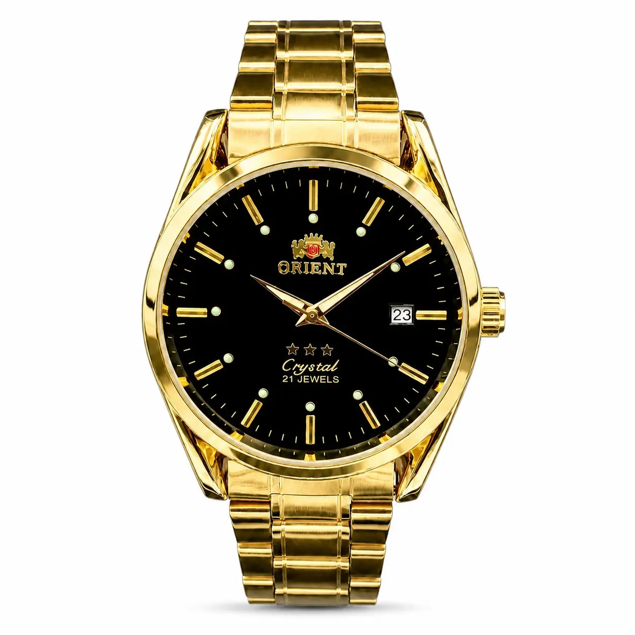 Men's 42mm Automatic Classic Analog Watch for Male Wear - 21 Jewels Mechanical Movement, Gold-Tone Bracelet Dress Watch with Date Window & Luminous Dial