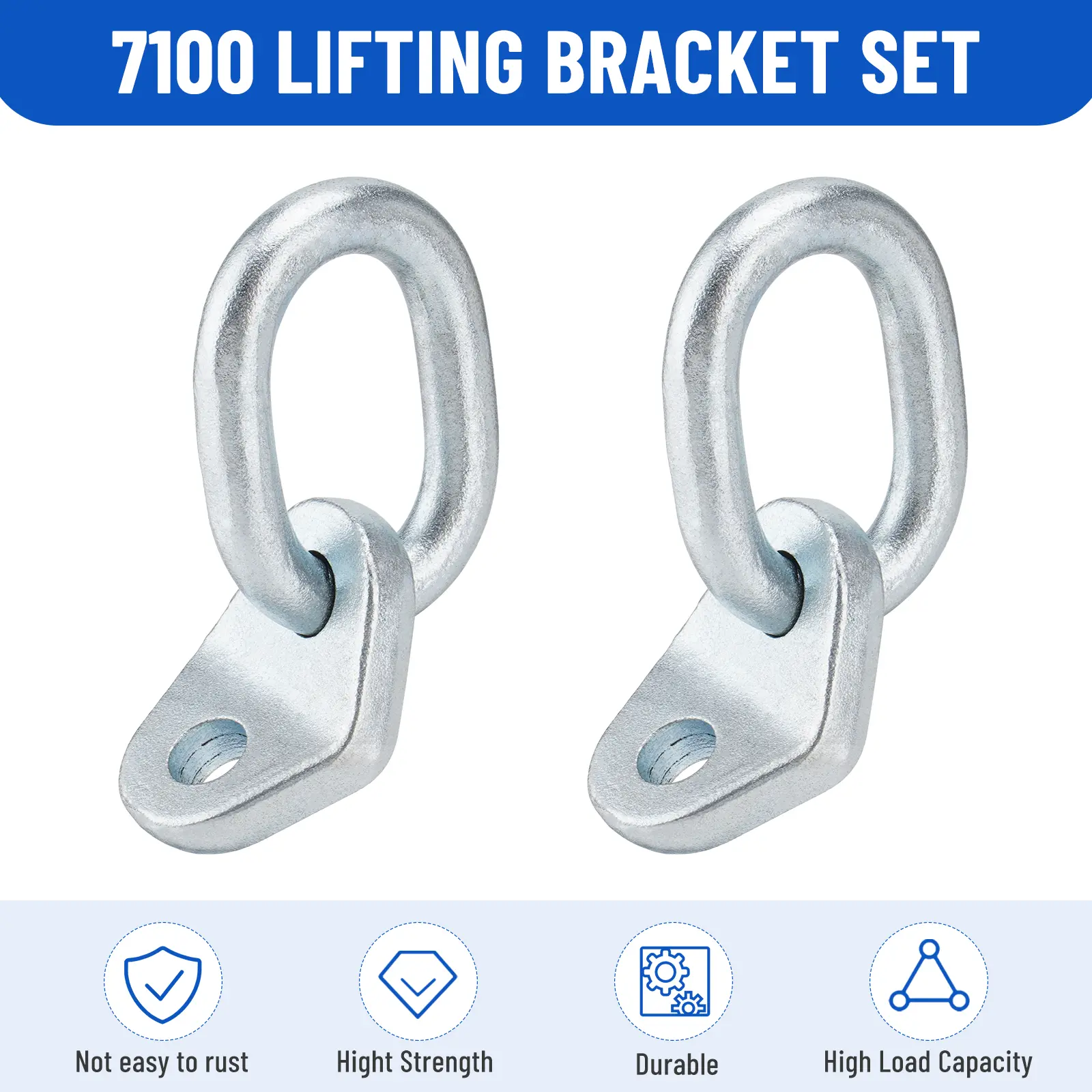 7100 High-Strength Galvanized Rust-Resistant Engine Lifting Bracket Set, 1/2 Inch, 17700 lb High Load Capacity, 2/4 Sets Automotive Repair Tools, Outboard Motor Parts, Vehicle Auto Accessories, Father's Day Gift