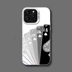 Cool Spades Poker iPhone Case, Royal Flush Playing Cards Design Protective Cover for iPhone 17 16 15 14 13 12 11 Pro Max Plus XR 16E SE4 17E