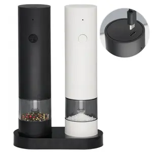 Electric Salt And Pepper Set Automatic Mill With Adjustable Coarseness One-hand Operation Shakers Stand For Kitchen-ideal Gifting