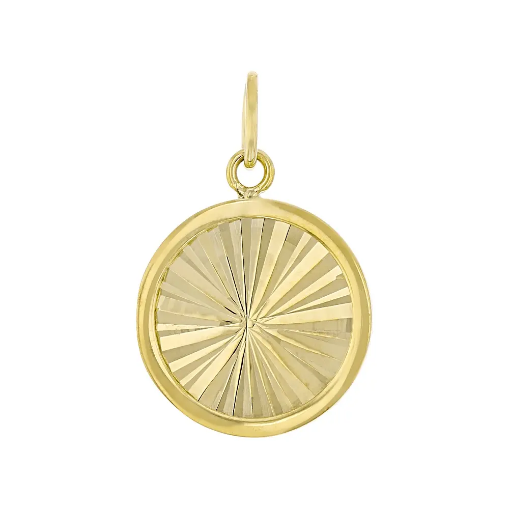 JTV 14k Yellow Gold Diamond Cut Circle Pendant