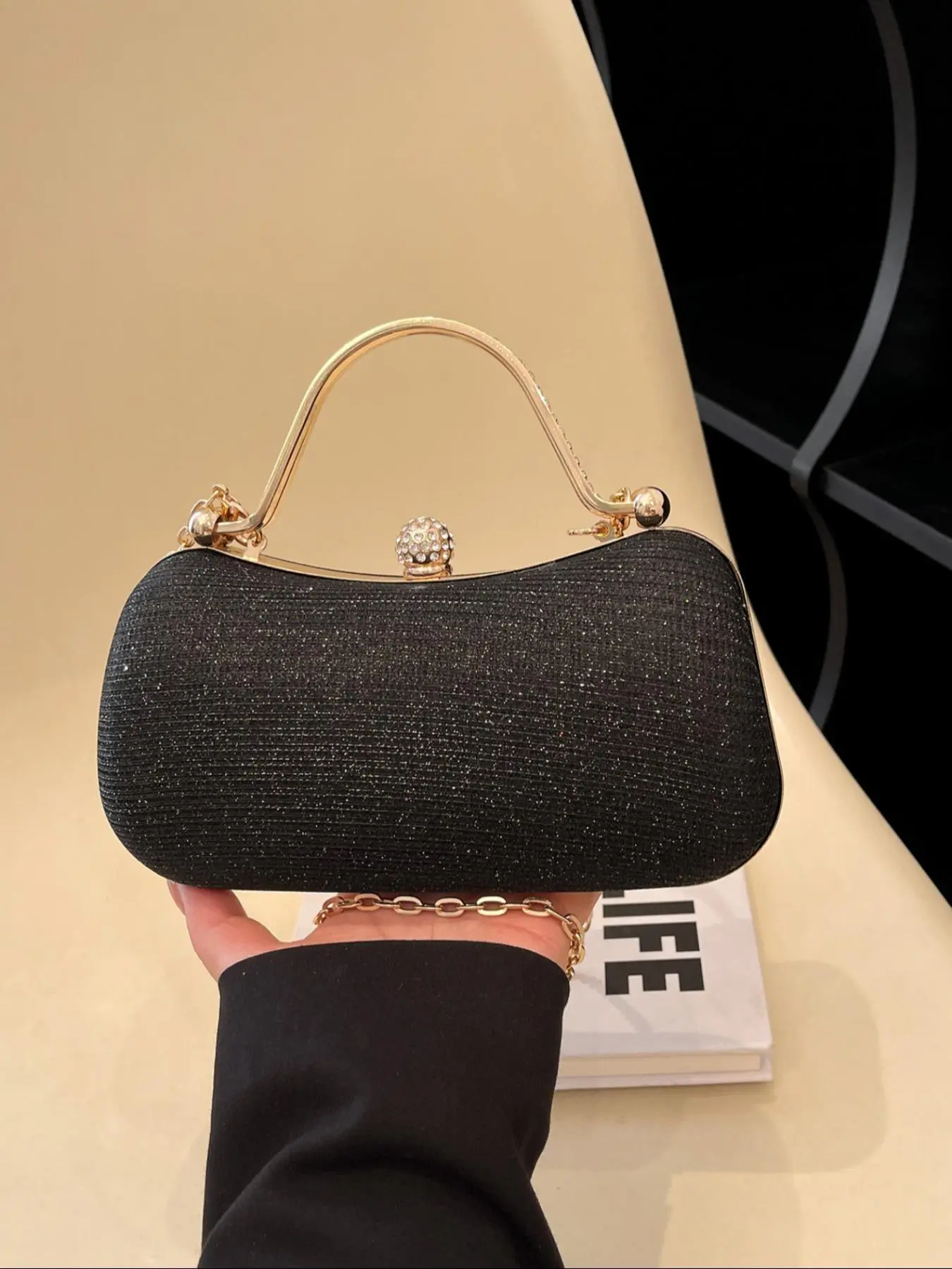 Women's Elegant Glitter Design Evening Bag, Exquisite Trendy Box Bag, Fashionable Bag for Party Decoration, Elegant Clutch, Elegant Purse, Elegant Stylish Purse, Fashion Purses, Glittery Clutch Bag