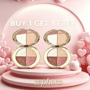 [Buy 1 Get 1 Free] zephoco Highlight Eyeshadow Blush Palette,Natural Makeup, Glow, Diamond Texture, Multi-Use Portable Eye Cheek Cosmetics, Compact Design Cosmetic Lightweight