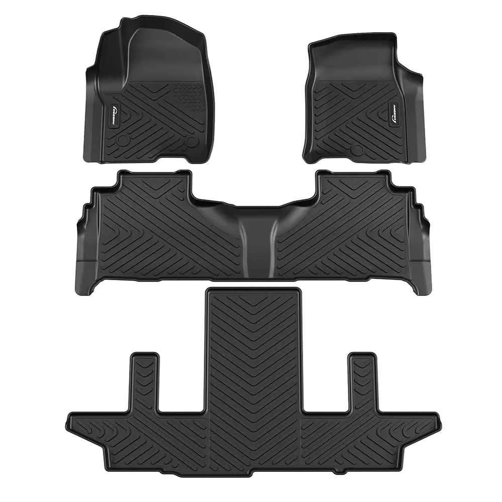 GARVEE Custom Fit TPE All Weather Truck Floor Mats, Car Accessories for 2014-2018 Chevy Silverado/Sierra 1500 & 2015-2019 2500HD/3500HD Crew Cab, Heavy Duty Waterproof Inner Mat with Floor Protection, Enhances Resale Value (Black), Chevy Truck