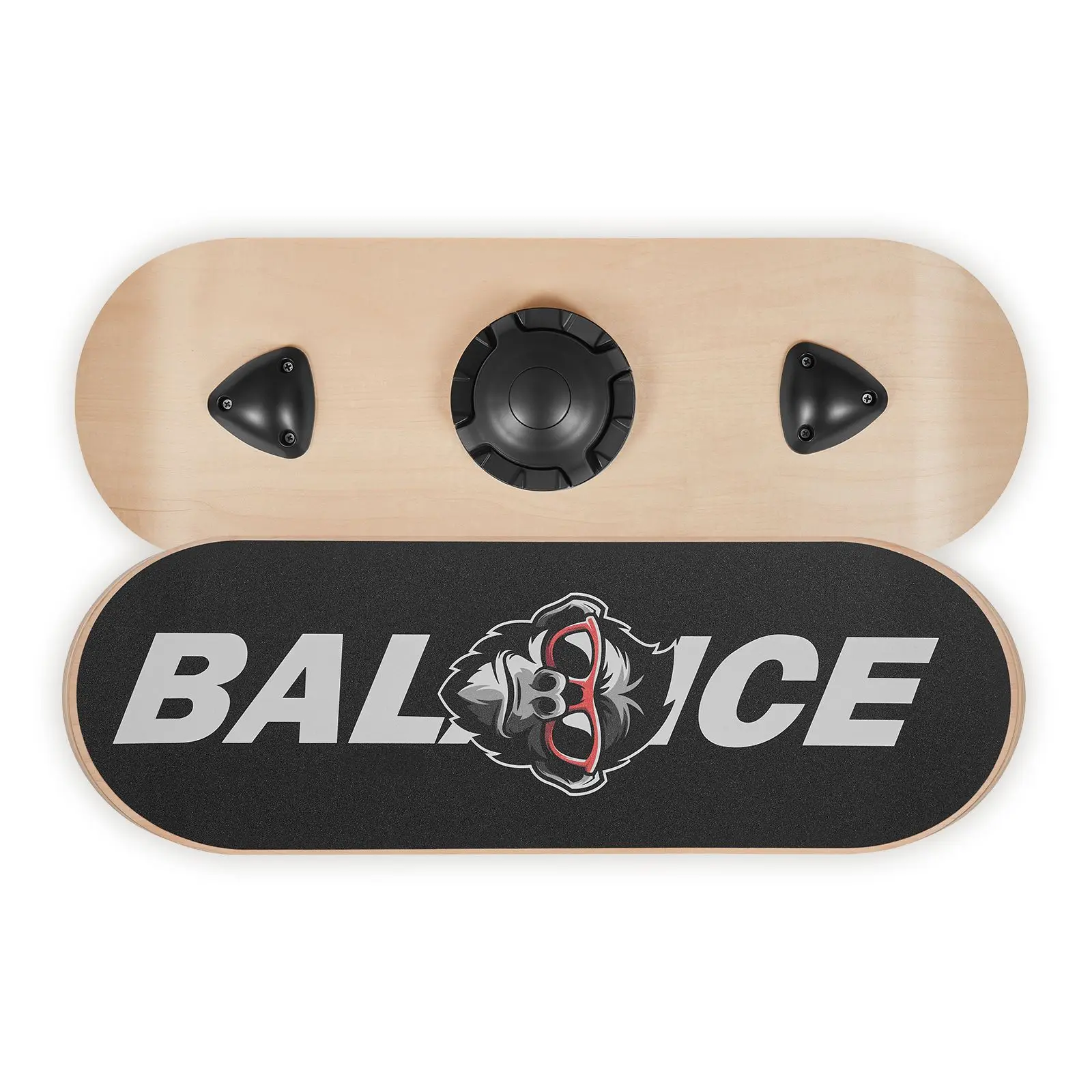 Balance Board, Wobble Board Trainer for Adults 3-Level Adjustable Base, Premium Wooden Balance Training Equipment, Slip-Resistant Surface for Core Workout, Standing Desk Exercise, Home Gym, Yoga