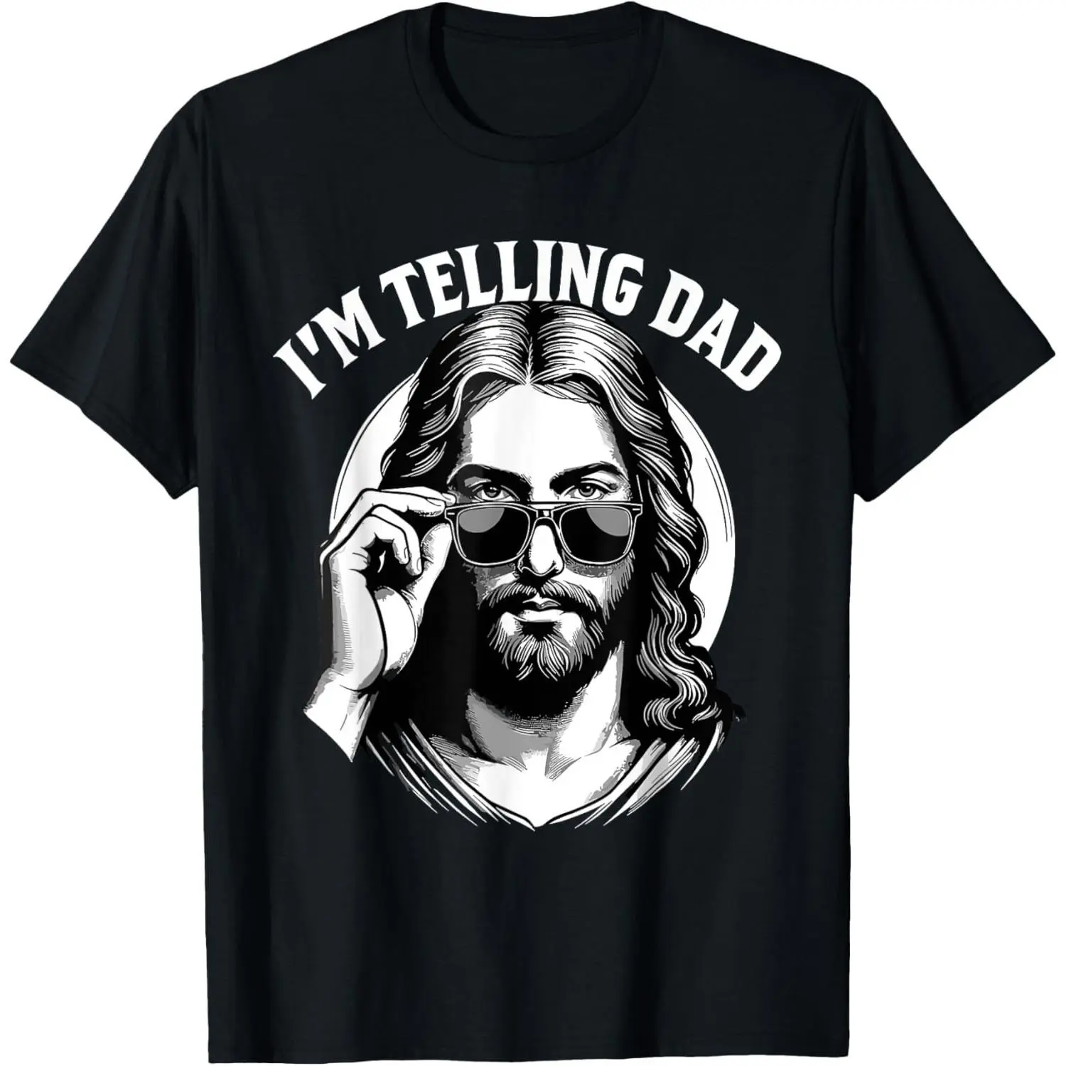 Men's Funny "I'm Telling Dad" Religious Christian Jesus Meme Cotton Short-Sleeve T-Shirt, Fashion Top, Casual Streetwear Clothes