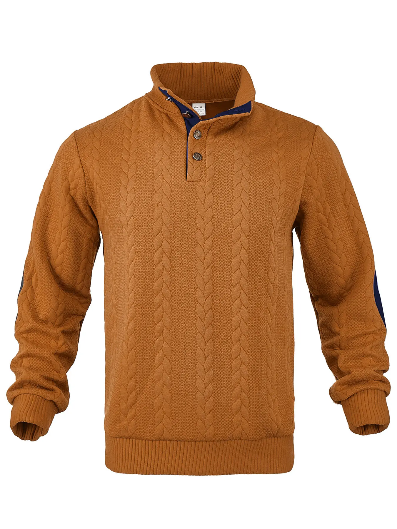 Men's solid color casual Fitted Long Sleeve knitted jacquard sweatshirt Knitwear, comfortable and warm fabric, suitable for wearing in autumn and winter, a choice for men's daily outfit.