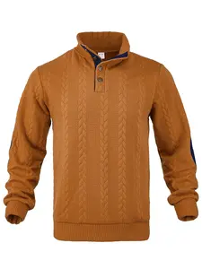 Men's solid color casual Fitted Long Sleeve knitted jacquard sweatshirt Knitwear, comfortable and warm fabric, suitable for wearing in autumn and winter, a choice for men's daily outfit.