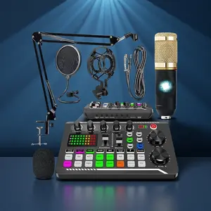 Podcast Equipment Bundle with Soundcard and Voice Changer, Audio Interface for Live Streaming and Vlogging, Perfect Recording Studio Package, Sound Card Set