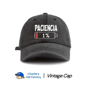 1 Pc PACIENCIA Print Washed Baseball Cap, Classic Casual Stylish Vintage Soft Sweatband Adjustable Size Lightweight Versatile Vintage Dad Hat, Suitable For Outdoor Sports Daily Wear Party Vacation Perfect Gift For Families And Friends