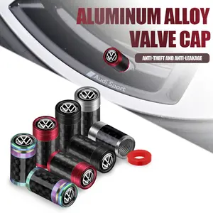 4Pcs Carbon Fiber Car Tire Valve Core Caps Dustproof Accessories For Volkswagen VW Golf 4motion MTM Blue Motion Polo Scirocco CADDY Beetle Passat Touareg Jetta Tiguan Touran TSI TDI R32 MK4