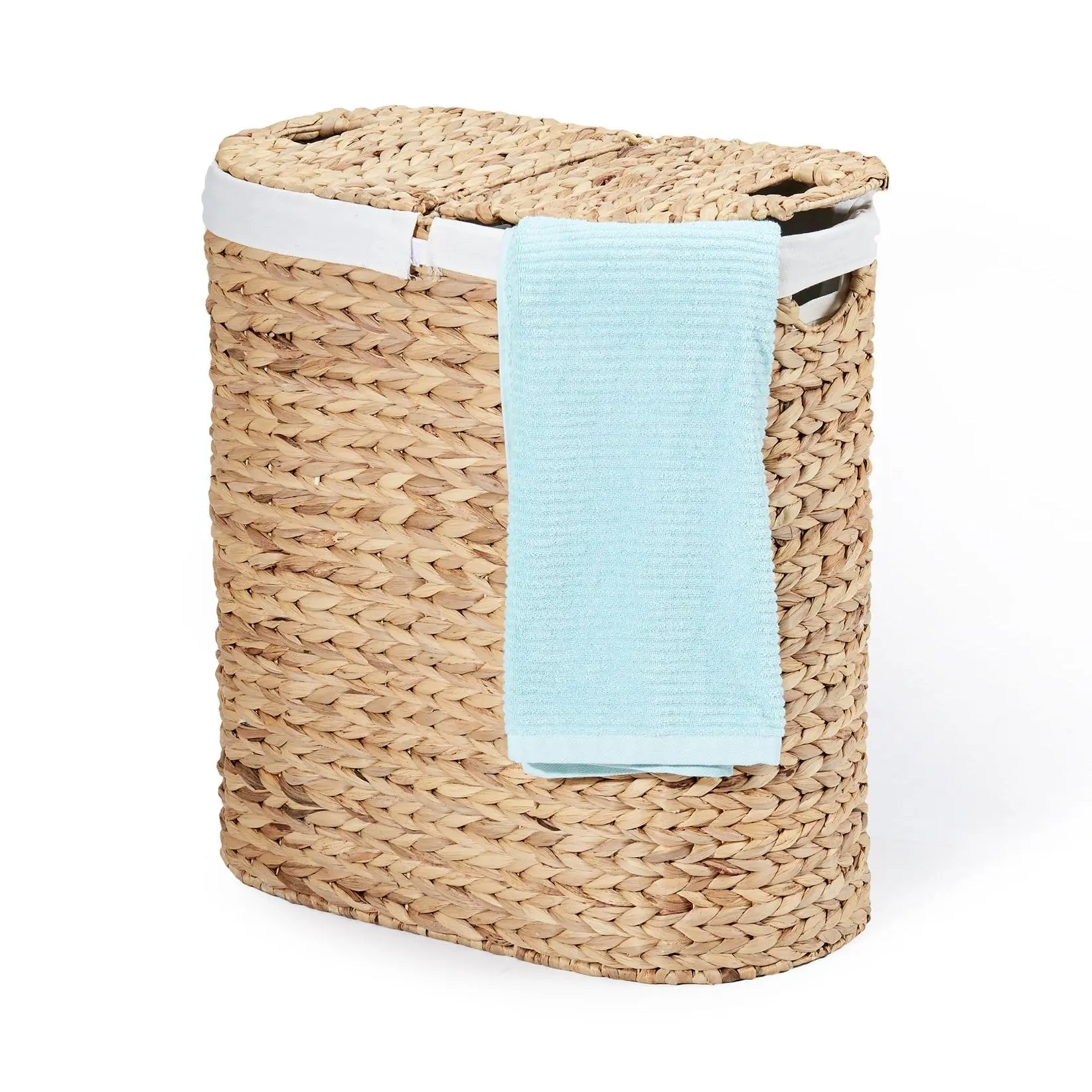 Seville Classics Handwoven Water Hyacinth Oval Laundry Hamper