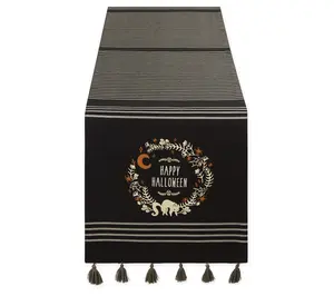 Design Imports Halloween Wreath Embellished Table Runner 14x72