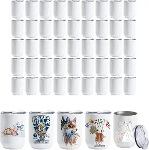 AGH 50pcs 12oz Sublimation Wine Tumblers Blanks Straight Stainless Steel Insulated Coffe Mugs Cocktails Drinkware Water Bottles Flasks Bottled