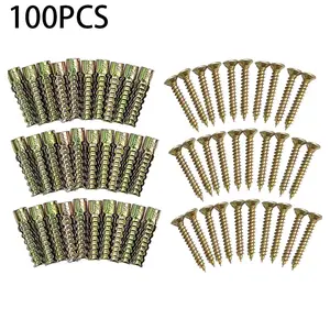 100 Pack Heavy Duty Hollow Wall Anchors with Screws Loose Hinge Hole Repair Kits Ideal for Concrete Wooden Wall and Hinge Hole Repair
