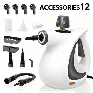 DauHor 2026 New Portable Handheld Steam Cleaner, Cleaning Tool with Detergent Container, Safety Lock, 12 Accessories, Fast Heating for Home Furniture, Kitchen, Bathroom Cleaning