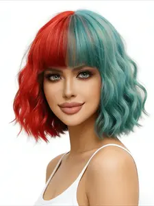 Stylish long gradient wavy curl wig, Ombre layered wigs, adds volume, adjustable mesh cap, smooth texture, flatters face shape, comfortable for extended wear, suitable for anime, cosplay, carnivals, Halloween, and Christmas