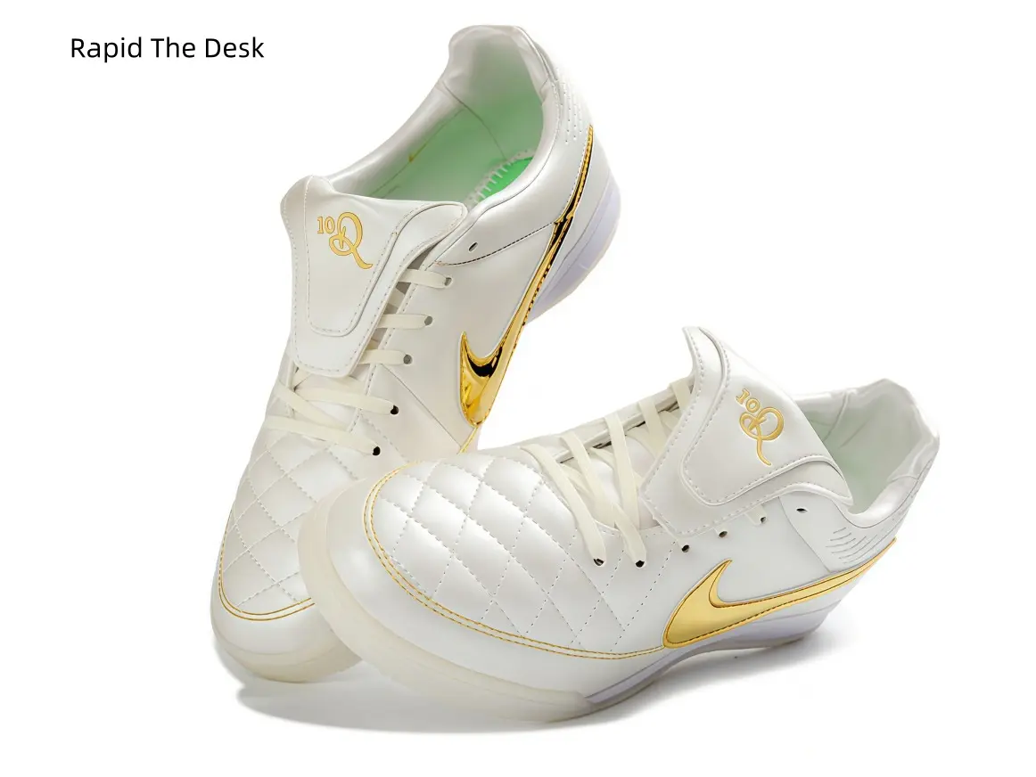 Stylish two-tone firm ground cleats supporting quick cuts and explosive runs