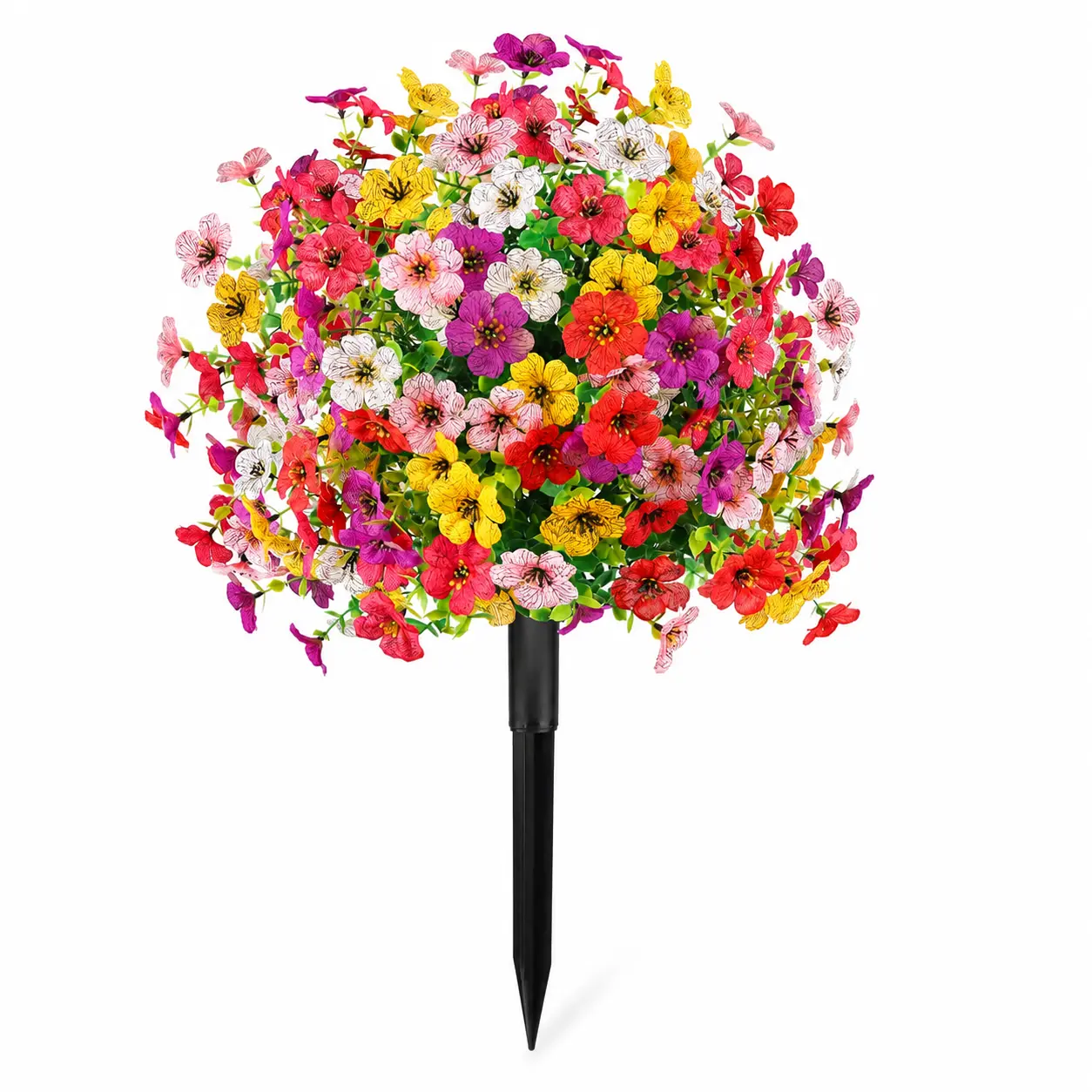 Artificial Flower Topiary Ball Trees with Ground Spikes, UV Resistant Faux Flower Shrubs for Outdoor Porch Patio Garden Decor, Spring Summer Fall Flowers, Halloween & Thanksgiving Decorations summerwins