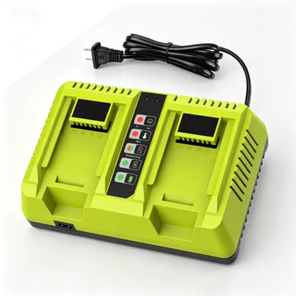 2 Port Dual Slot Charger for Ryobi 40V Lithium Battery, OP401 Battery Charger Compatible with OP4015 OP4026 OP4040 OP4050 OP4060, Fast Charging Station for 40 Volt Li-ion Power Tool Batteries, Replacement Charger