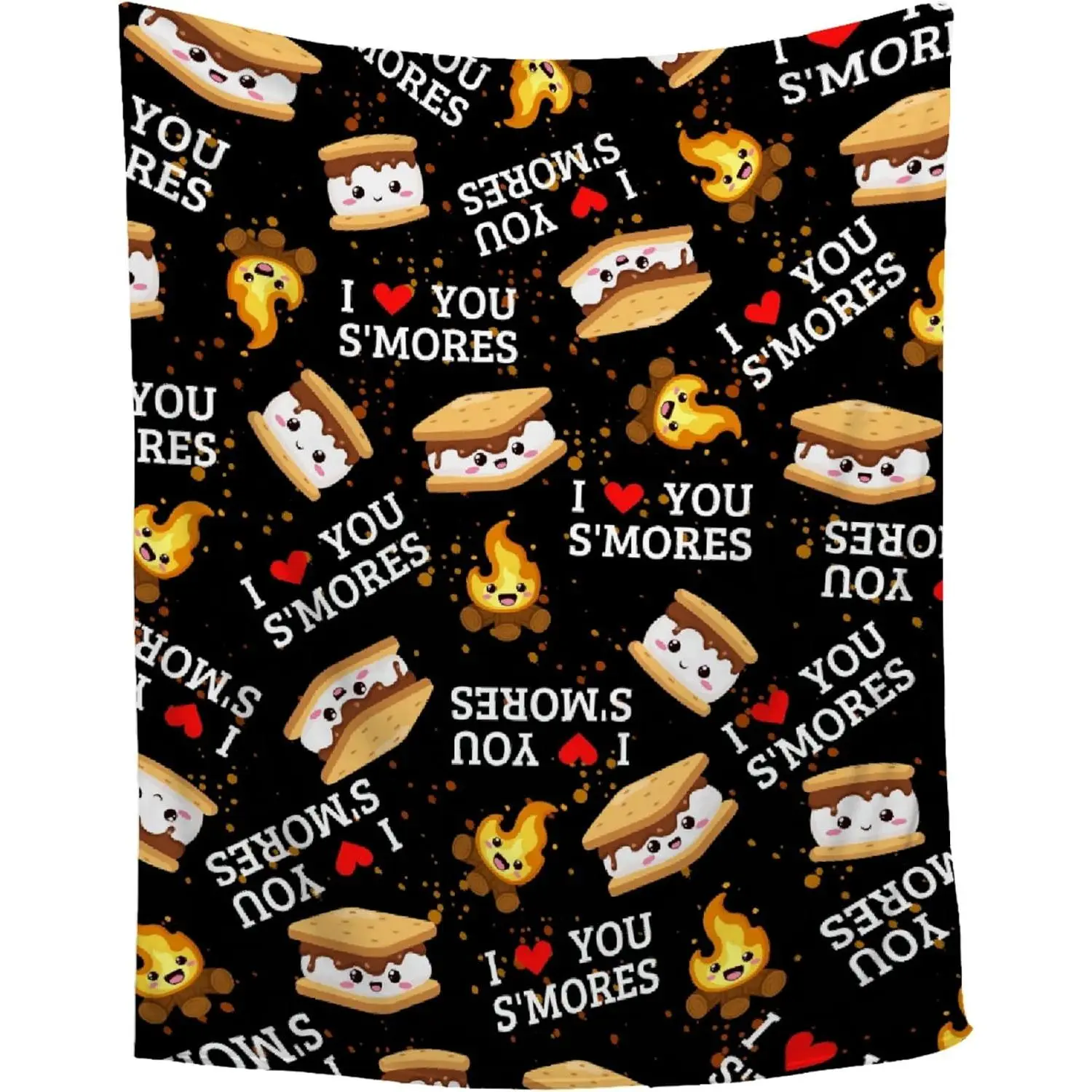 Cute S'Mores Throw Blanket,Marshmallow Cookie Blankets Gift Soft Cozy Plush Bedding Blanket,Fuzzy Flannel Fleece Blanket for Kids Adults Couch Sofa Camping 60*80in for adult