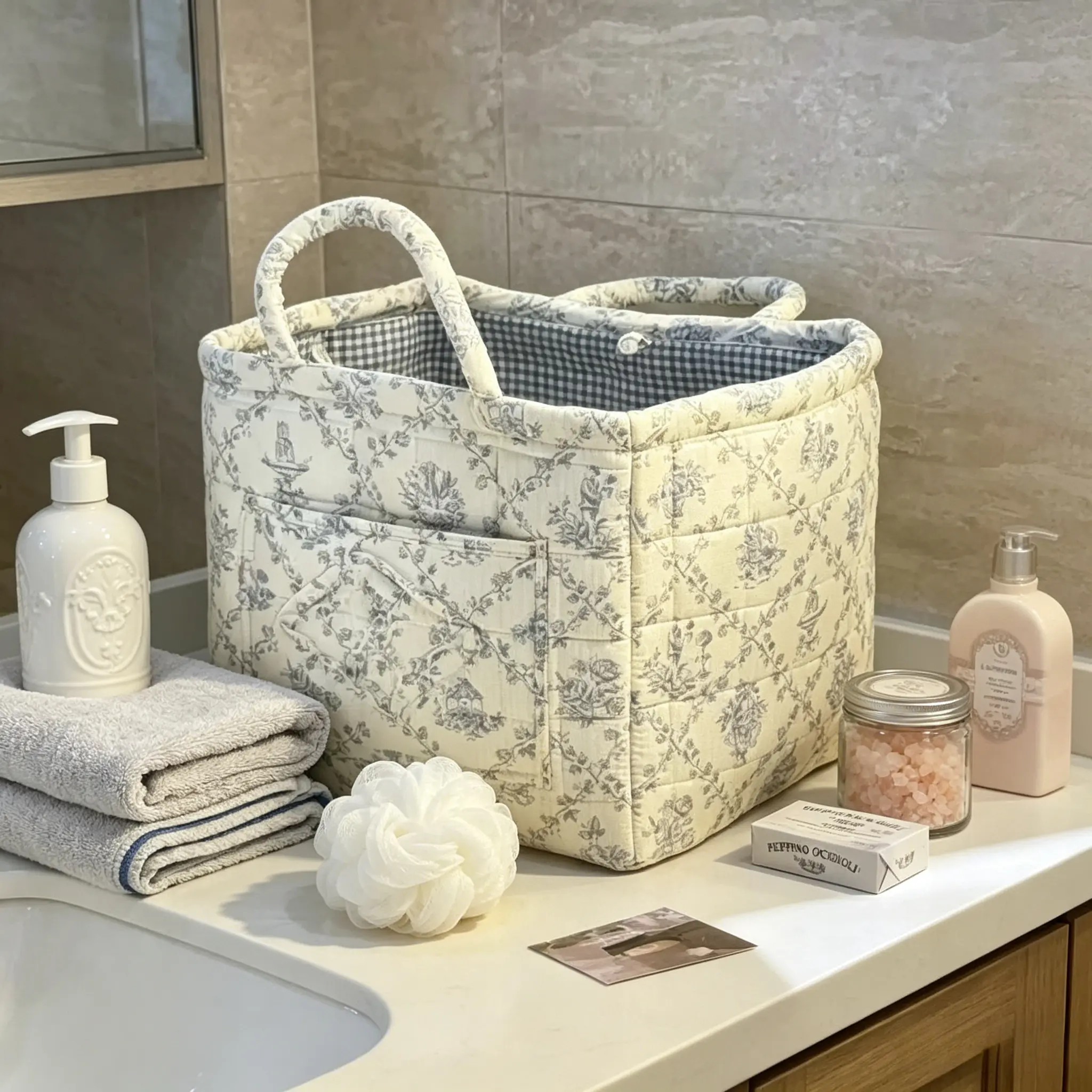Floral Pattern Storage Basket – Large Capacity Organizer for Clothes & Toys, Home Storage for Living Room, Bedroom, Bathroom, Dorm, Office