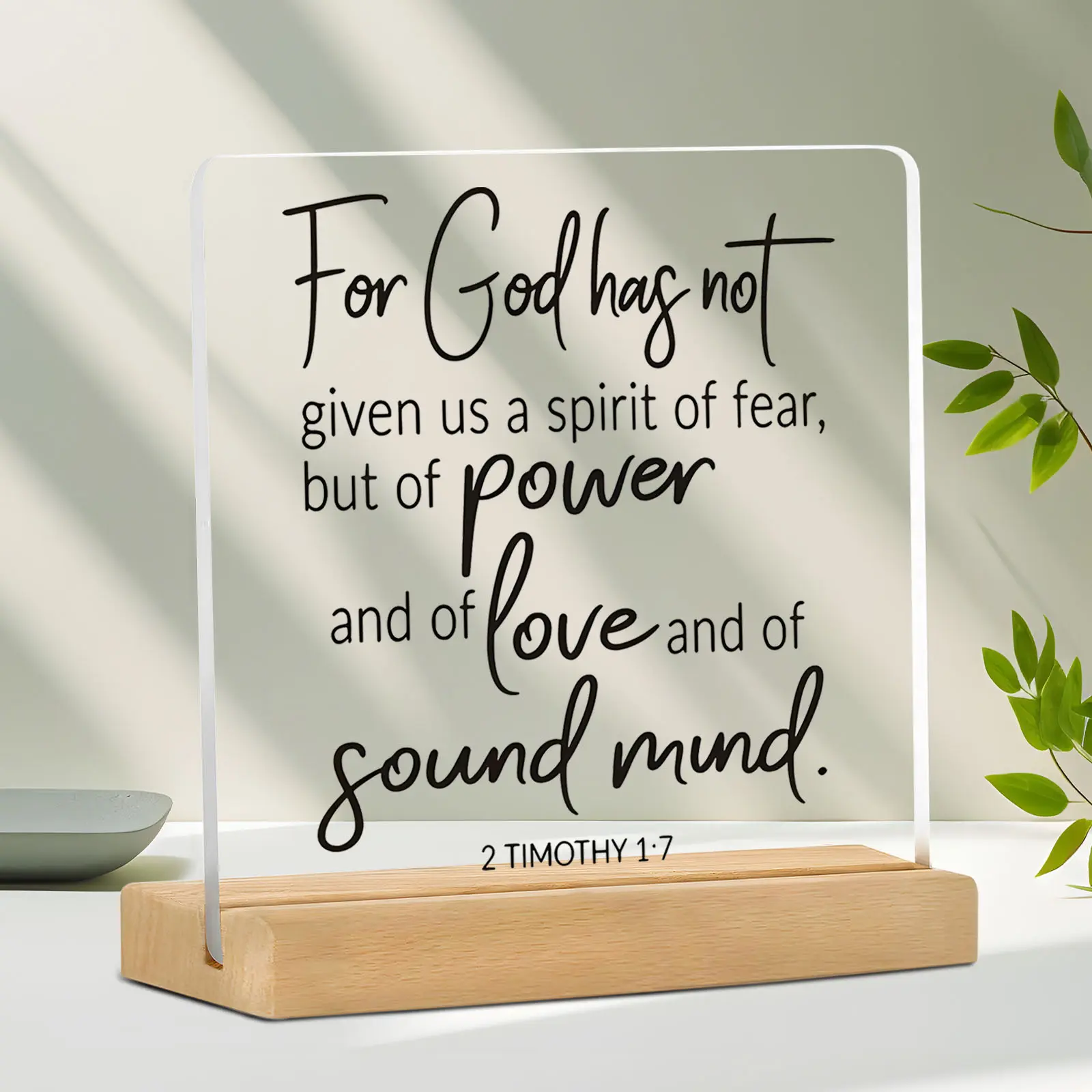 Acrylic Bible Verse Decorative Sign, Religious Decor, Timothy 2:7 Christian Gift, Home Office Shelf Desktop Decoration, Inspirational Wall Art