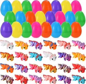 Mothers Day Gift 24 Pack Prefilled Easter Eggs with 3D Printed Animals Axolotl Figurines Set, Articulated Fidget Toys for Kids Boys Girls Easter Egg Hunt Fillers Easter Basket Stuffers Axolotl Party Favor