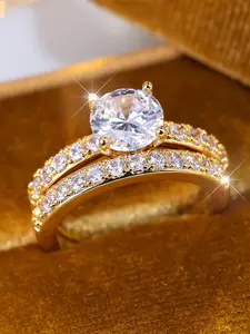 Luxury Engagement Ring Set - Fashion Rings for Women & Girls, Synthetic Zirconia Inlay Stackable Rings, Cubic Zirconia Rings, Perfect for Weddings & Daily Wear Valentine's Day Gift