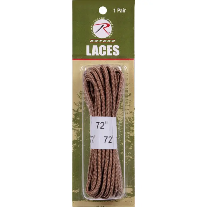 Coyote Brown Nylon Shoe Boot Laces - 1 Pair, 72 in, Compatible with Shoe and Footwear Accessories