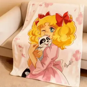 Candy Candy Blanket Anime Official Licensed Flannel Throw Soft Warm All Season Romantic Moonlit Roses Design Vibrant Digital Print Bed Sofa Camping Travel Gift for Anime Fans Home Decor Christmas Cartoon Blanket sizes 60*80,30*40(baby ),40*50(kids),50*60 
