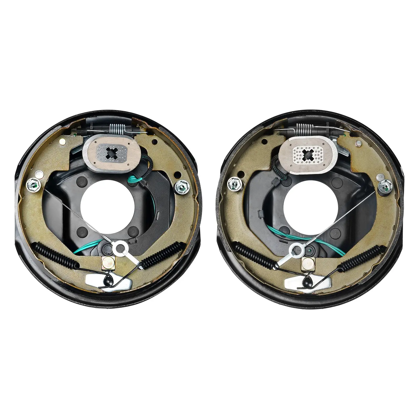 【Summerfinds】VEVOR Dexter 12V Electric Trailer Brake Assembly Pair, 10x2.25in/10"x2-1/4" 4-Hole Backing Plates, 3500 lbs Axle Compatible, 11.22"x2.87" Size, 19.84lbs Weight, DIY-Friendly Towing Trailers Replacement Part (1 Right + 1 Left)