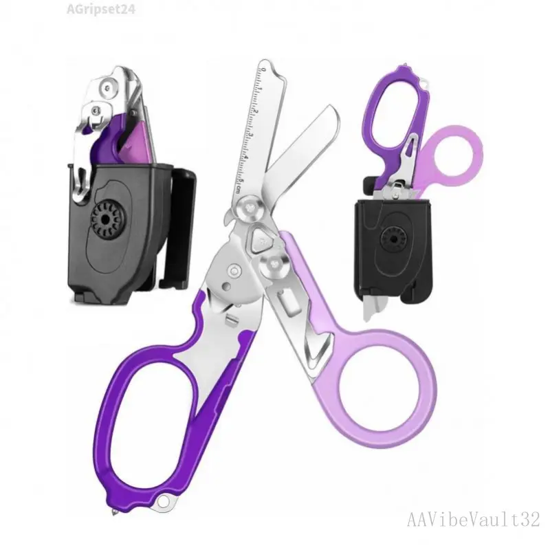6-In-1 Trauma Shears Set with Compatible Leather Case, Multi-Purpose  Tactical Scissors for Nurses & Outdoor Use, Garden Grafting Tool Includes Gift BoxAGripset24AAVibeVault32