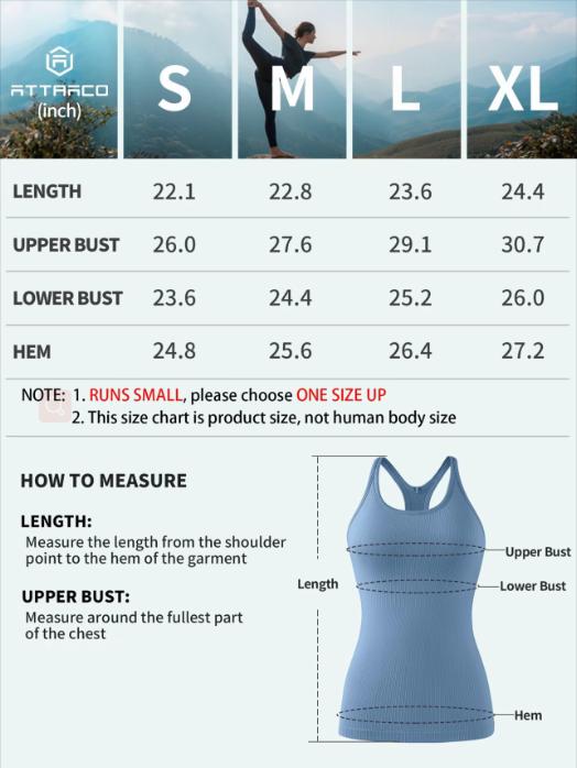 Attraco Ribbed Workout Tank Tops with Built in Bra for Women Tight Racerback Scoop Neck Athletic Top Attraco Ribbed Workout Tank Tops with Built in Bra for Women Tight Racerback Scoop Neck Athletic Top