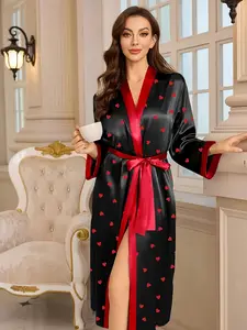 Seding heart-shaped printed bathrobe Loungewear