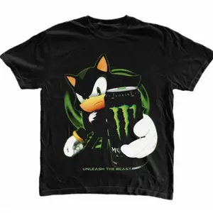Sonic pattern printed T-shirt, beast-themed top, round neck, casual gothic style Y2K emo streetwear, unisex women's short-sleeve T-shirt