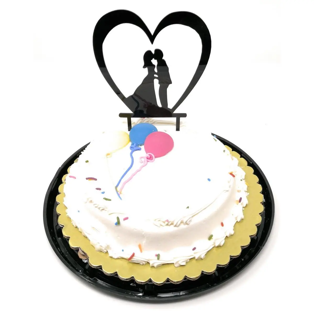 Silver Acrylic Heart Mr & Mrs Cake Topper, Bride and Groom Wedding Decor, Cardboard Photo-Compatible Ornament (TOP004)