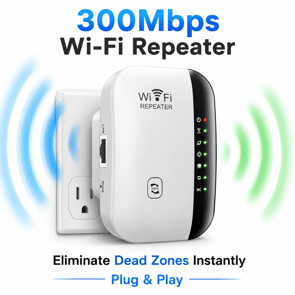 No More Weak WiFi! 300Mbps Wireless WiFi Extender Signal Booster for Home – One-Tap Setup