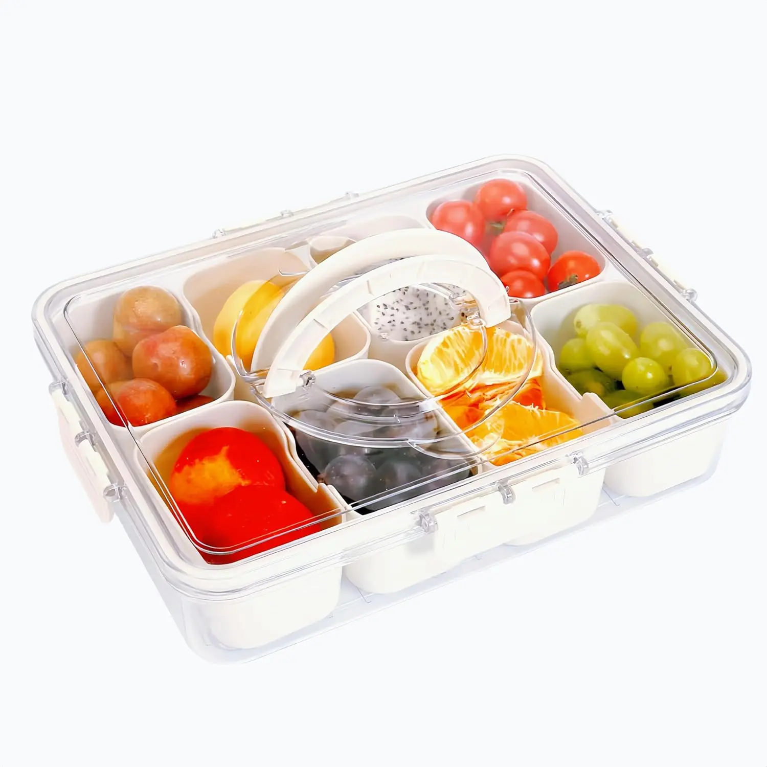 2-Pack Transparent Divided Serving Tray Organiser with Lid & Handle, Multi-Compartment Kitchen Storage Container for Utensils - Black Friday 1-Pack Value Gift