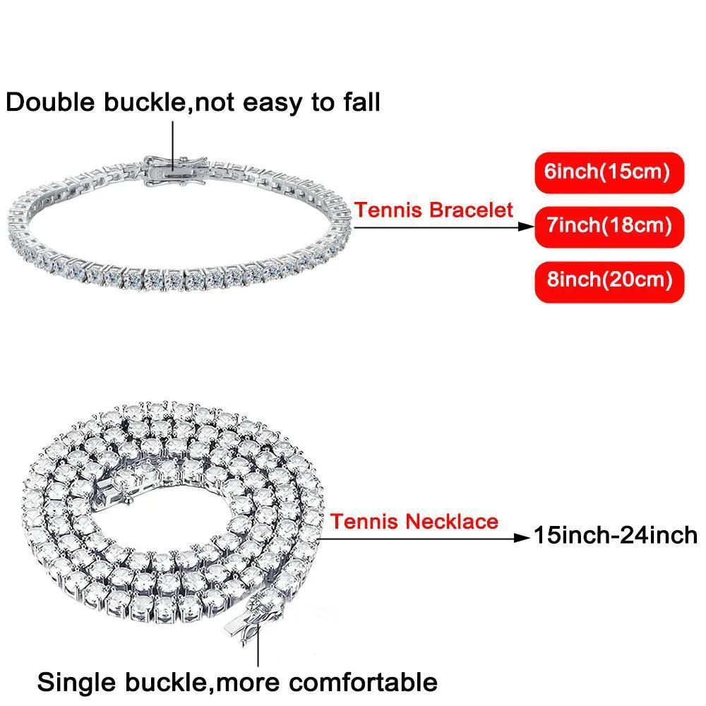 2.5-6.5mm Real Moissanite Tennis Necklace For Women Men D Color Lab Diamond S925 Silver Neck Chain Jewelry With GRA Certificate