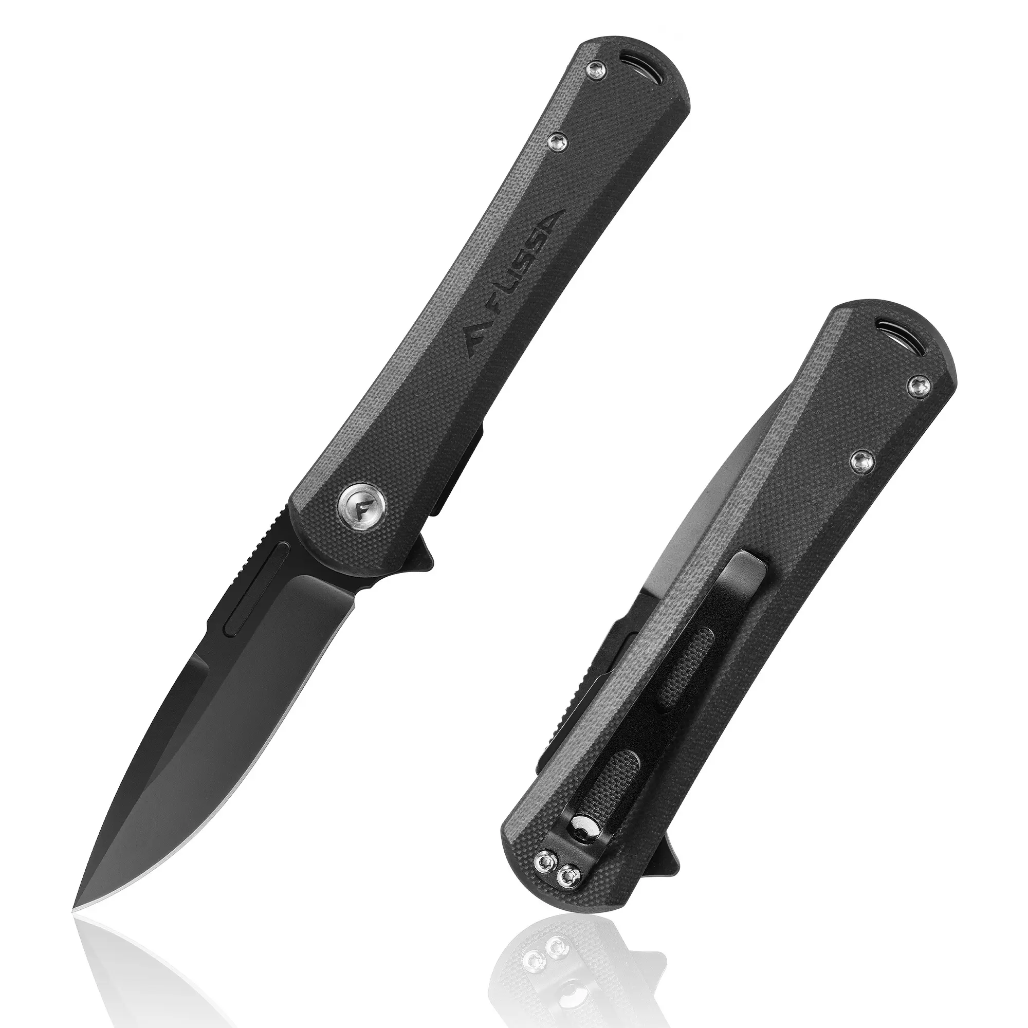 #summersale FLISSA Folding Pocket Knife, 4.5" G10 Handle EDC Knife with D2 Steel Blade, Liner lock and Pocket Clip, Tactical Knives for Men Women, Uesd for Outdoor, Survival, Hunting and Camping (Black)