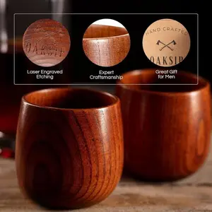 Oaksip - Wooden Whiskey & Bourbon Drinking Glass Tumbler Cup, Bourbon Gifts, Uncharred Old Fashioned Glass, Gifts for Men, Traditional Drinkware Birthday Peace