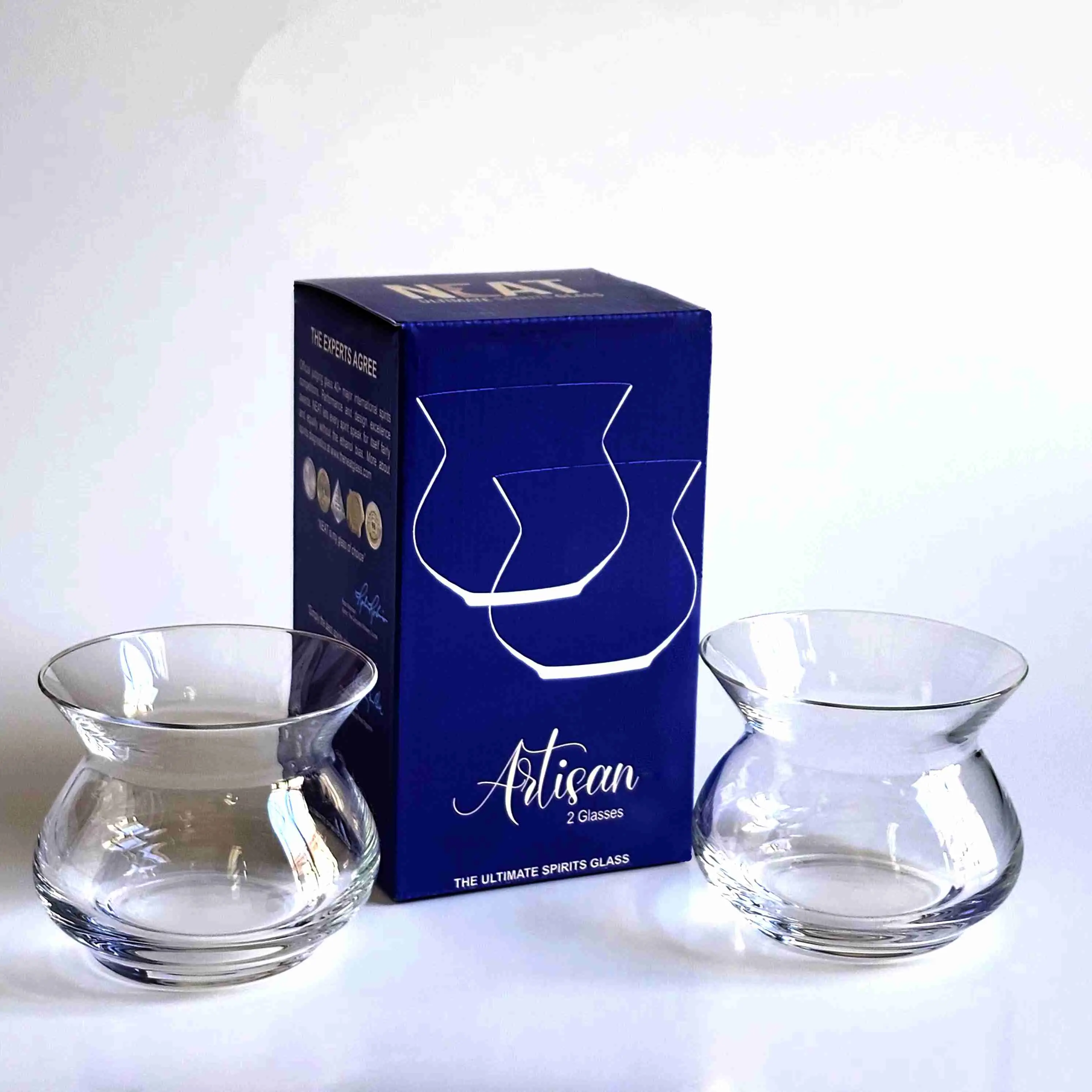 2 NEAT Artisan Spirits Glasses - European Crystalline Flagship Tasting Glasses for 40% abv spirits, Individual Tasting/Panels, Avoids Harsh Alcohol Smells, Delivers Intense Aromas, Ensures Highest Quality