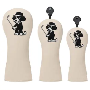 Golf Club Head Cover, Puppy Playing Ball Design, Embroidered Detail, Durable Protection, Perfect Gift for Golfers & Outdoor Enthusiasts