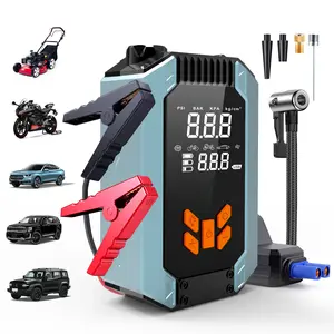 Portable Car Jump Starter with Air Compressor, 4000A 150PSI Battery Jumper Starter (9.0 Gas/8.0L Diesel), 12V Jump Box with Smart Jumper Cables, Tire Pressure Display, LED Flashlight and LCD Display