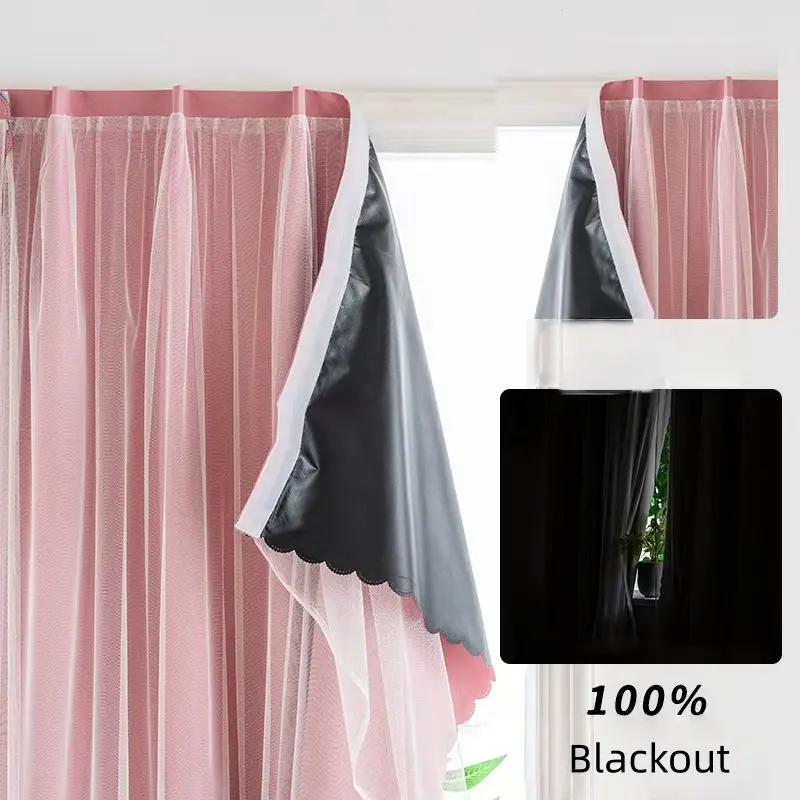 Blackout Lace Curtains, Net Curtain Window, Contemporary Style Drapes, Easy Installation No-Drill Design, Perfect for Bedroom & Living Room Light Blocking, Home Decoration Curtain, Home Decorative Curtain