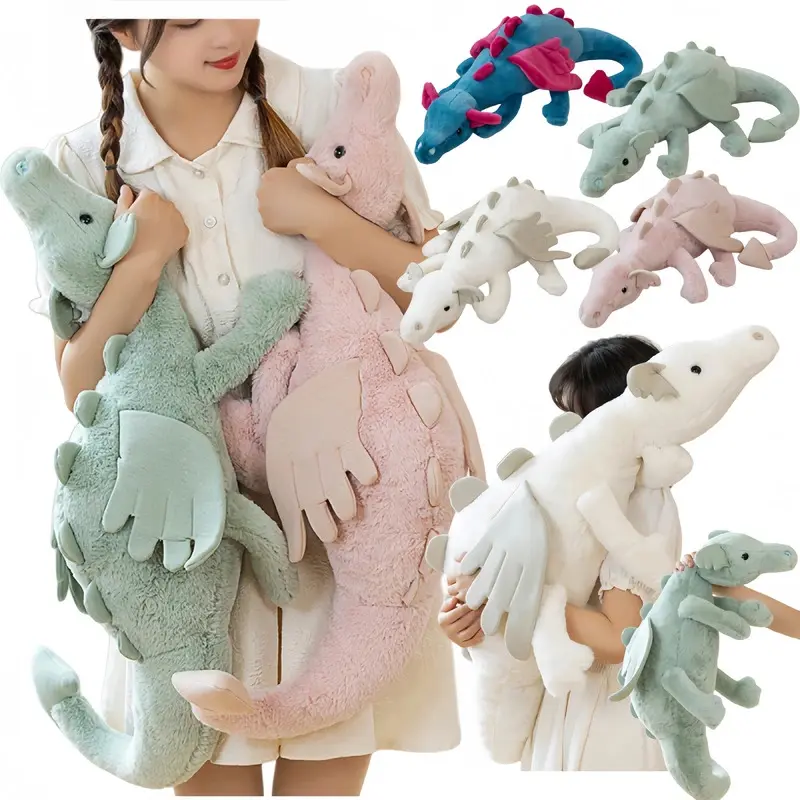 Adorable Flying Dragon Action Figure Stuffed Toy Flying Wings Dinosaur Rag Doll White Green Blue Pink Dinos Girl Gift