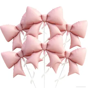 DIYDEC 6 Pcs Pink Bow Balloons, 38 Inch Giant Bow Foil Balloons, Elegant Pink Aluminum Balloon for Girls Women Bow Themed Birthday Bridal Baby Shower Wedding Bachelorette Princess Party Decorations,Valentine's Day Decorations