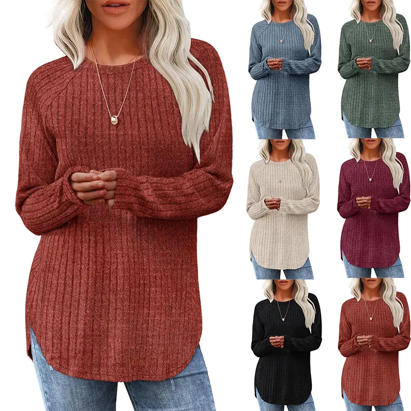 Women’s Ribbed Knit Long Sleeve Sweater Top – Casual Fall Winter Pullover Shirt for Everyday Wear, Work, Weekend Outings & Cozy Seasonal Layering