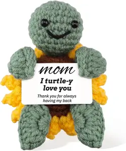 Mothers Day Gifts for Mom from Daughter Son,Funny Mom Gifts Birthday Gifts for Grandma Mother,Mini Positive Handmade Crochet Christmas Stocking Stuffers Secret Santa Gift Ideas (Sunflower-Turtle-Mom)